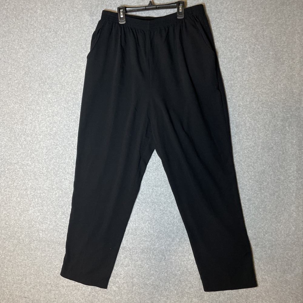 Maggie Barnes Pull On Pants Womens 18W Black Pockets High‎ Rise Tapered Gauzy